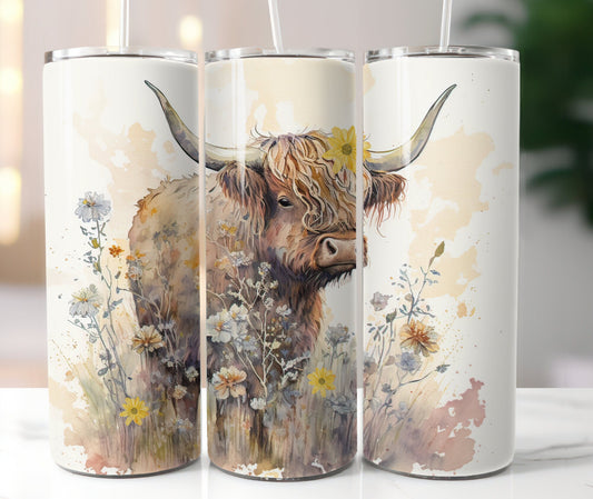 Neutral Floral Highland Tumbler