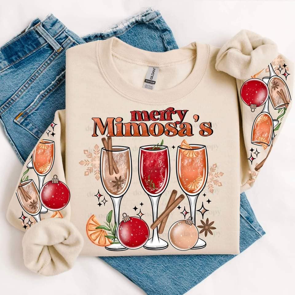 MERRY MIMOSA SWEATSHIRT W/ SLEEVE PRINT