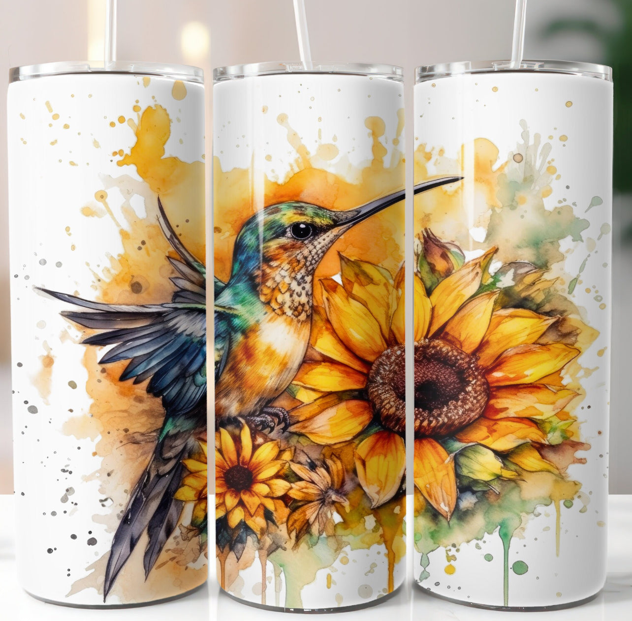 Sunflower Hummingbird Tumbler