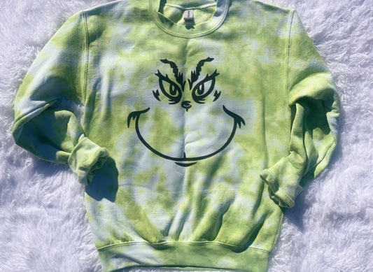 Grinch Face Bleach Crewneck