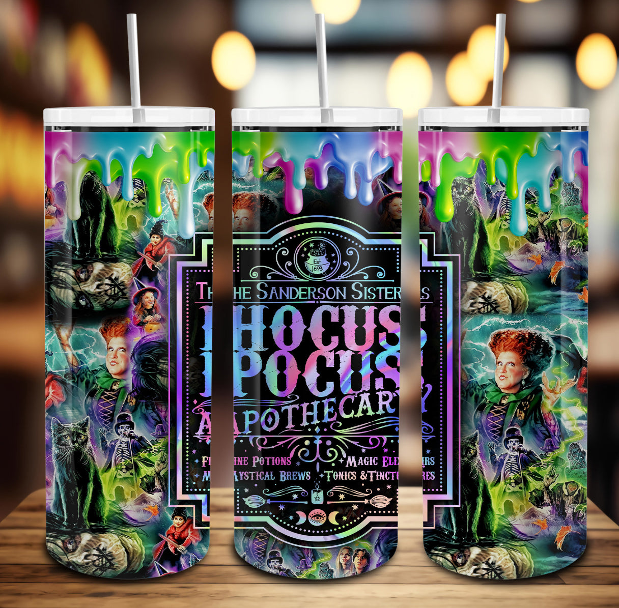 Black Hocus Pocus Paint Drip Tumbler