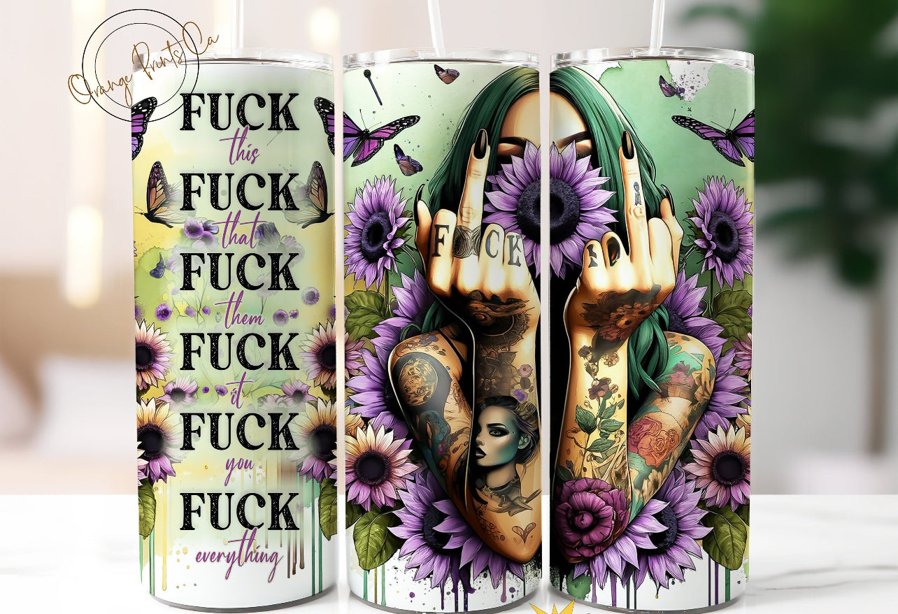 F Everything Girl Purple/Green Tumbler