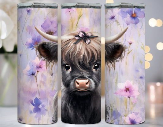 Purple Floral Baby Cow Tumbler