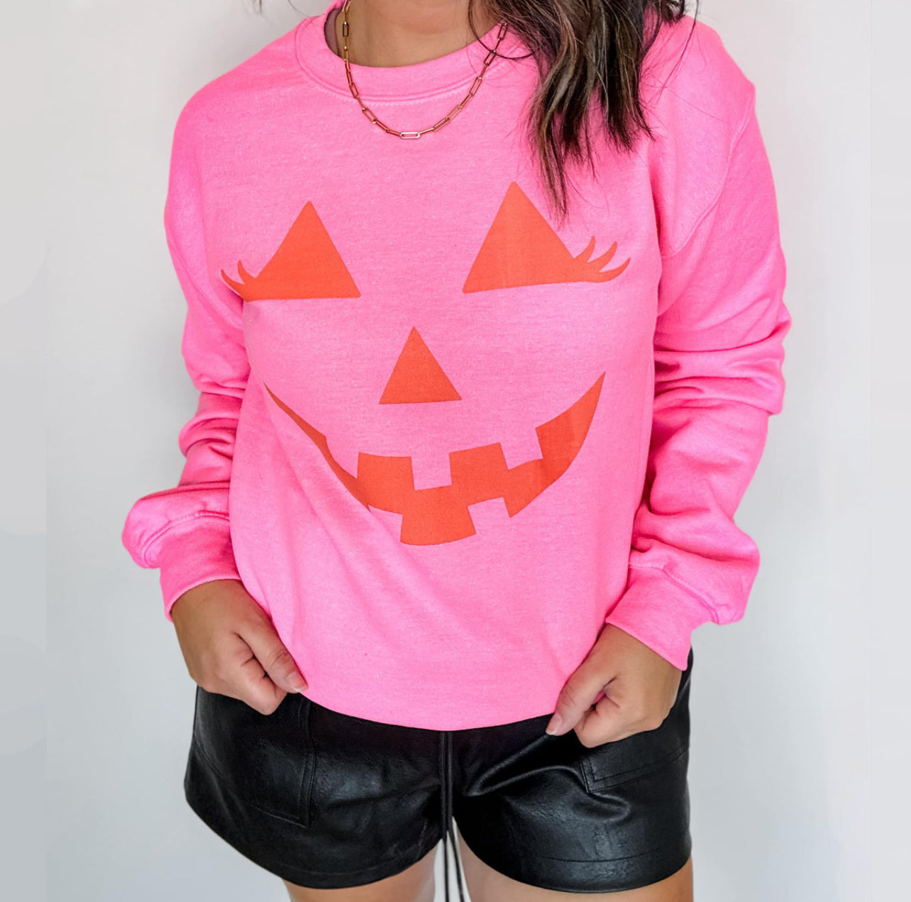 Pink Jack O Lantern Crewneck Sweatshirt