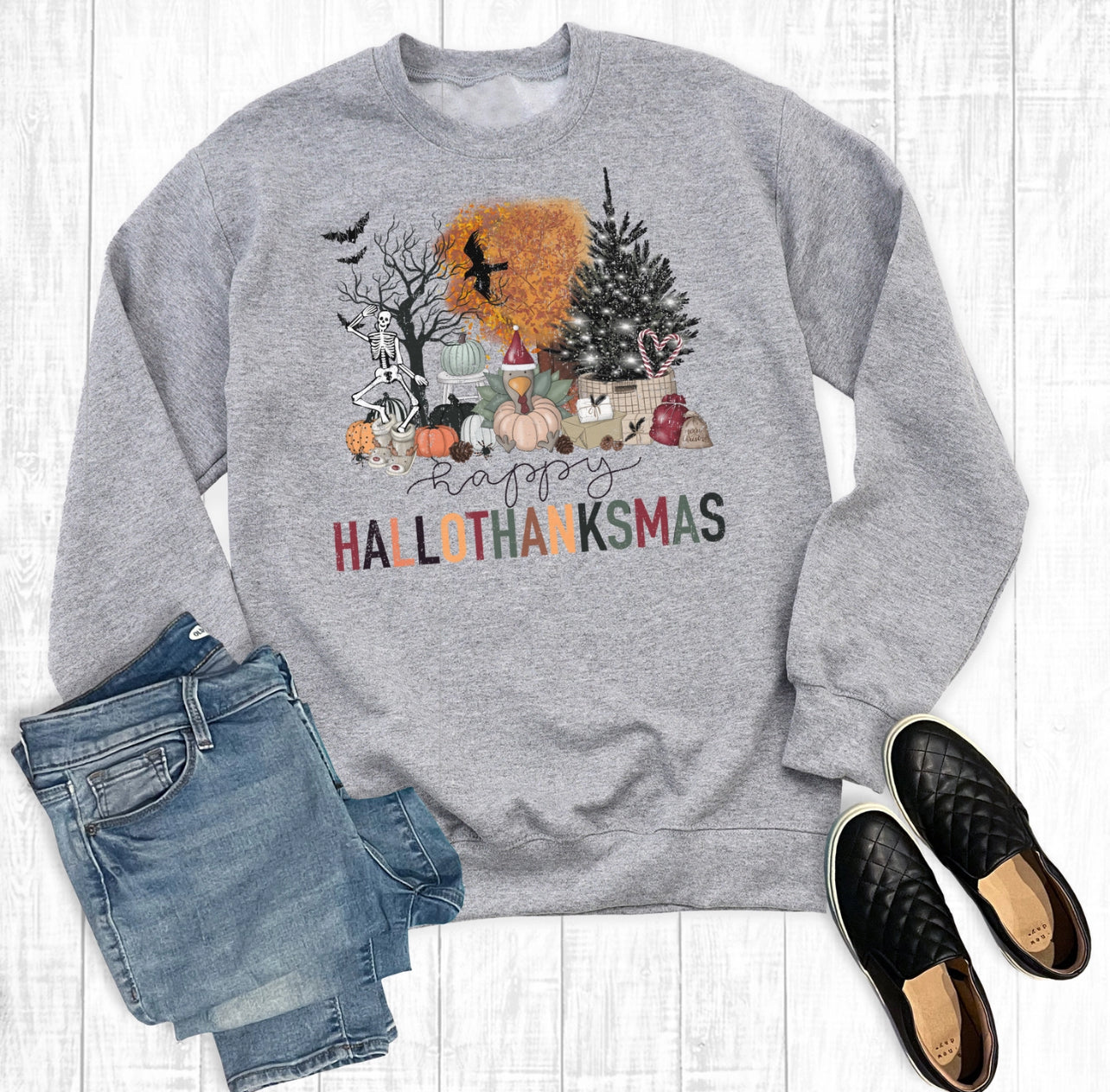 Happy Hallowthankmus Crewneck Sweatshirt