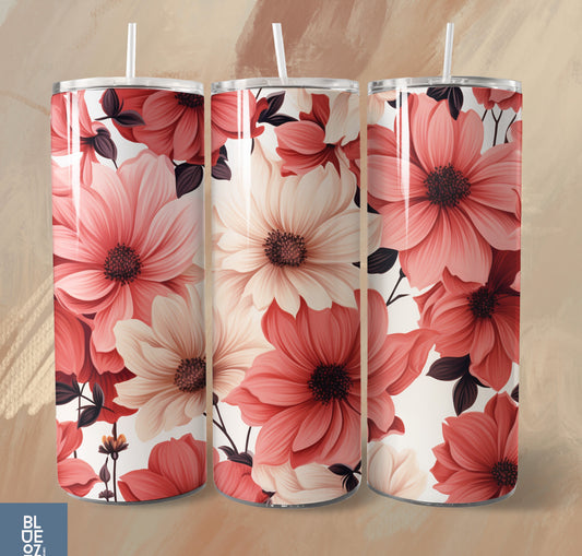 Pink & White Floral Tumbler