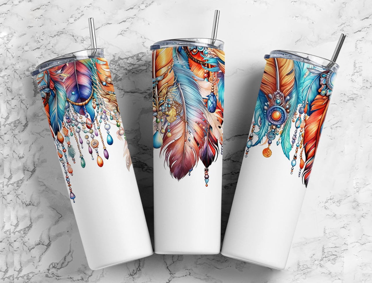 Boho Feathers Tumbler